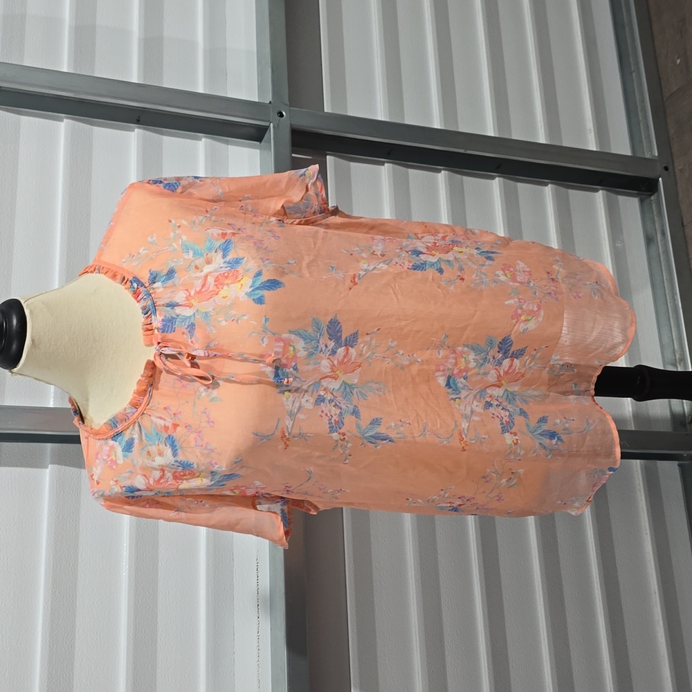 Bon Worth Blouse Size XLARGE Peach floral print
